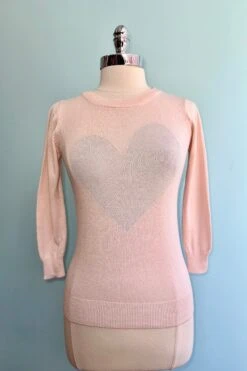 Blush Pink & Gray Heart Pullover Sweater
