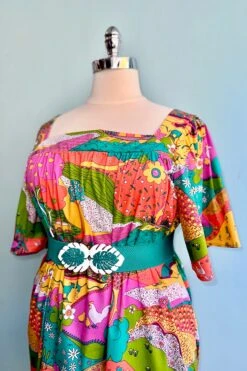 Emerald Landscape Woven Square Neck Dress By Blue Platypus -MODERN MILLIE Shop D1631F7E 7A52 4841 9C78 1EDC81B3B985