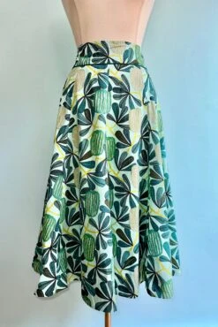 Mint Silk Flower Print Midi Skirt By Apsara