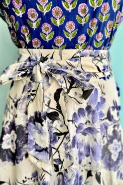 Chinoiserie Flowers Clara Skirt In Purple And Black By Miss Lulo -MODERN MILLIE Shop D4C89BD2 2454 4AB8 B394 D48D15F17073