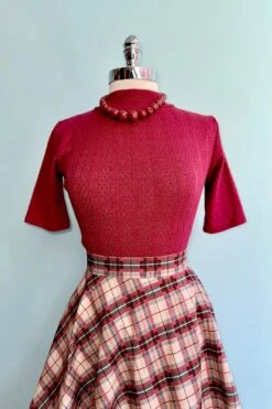 Burgundy And Tan Plaid Skater Skirt By Retrolicious -MODERN MILLIE Shop D4FCFA76 7951 4A9F 82D8 32AB60034872