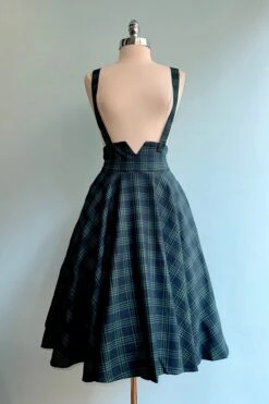 Green Plaid High Waisted Phoebe Skirt By Voodoo Vixen