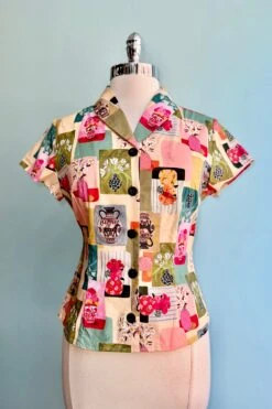 Colorful Vases Button Down Top By Tulip B.