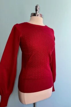Una Puff Sleeve Sweater In Red By Banned -MODERN MILLIE Shop D8AC9248 B2F7 4218 AC94 92B4F0C8782C