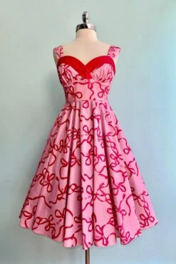 Bownita Pink And Red 50's Dress By Hell Bunny