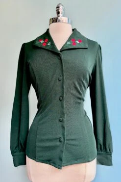 Jazzlyn Green Embroidered Top By Hearts & Roses London