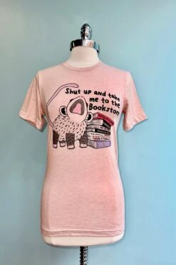 Shut Up And Take Me To The Bookstore Possum T-Shirt In Peach