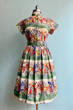 Green Edible Flowers Louise Dress By Palava