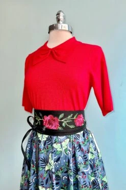 Red Bow Collared Short Sleeve Sweater By Banned -MODERN MILLIE Shop DD892897 0DBF 402A AFA8 4096726A57F4