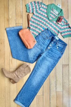 High Rise Button Fly Ankle Straight Leg Ankle Jeans By Risen Jeans