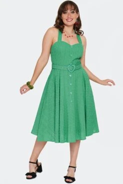 Green Eyelet Smocked Dress By Voodoo Vixen