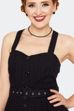 Black Eyelet Smocked Dress By Voodoo Vixen -MODERN MILLIE Shop DRA10097 BLK 03