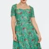 Short Sleeve Green Moth And Mushroom Dress By Voodoo Vixen -MODERN MILLIE Shop DRA10120 GRN 03