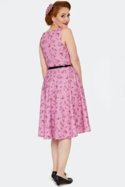 Pink Cats And Books Dress By Voodoo Vixen -MODERN MILLIE Shop DRA10121 PNK 02