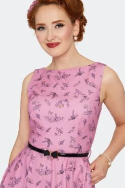 Pink Cats And Books Dress By Voodoo Vixen -MODERN MILLIE Shop DRA10121 PNK 03