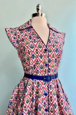 Blue Garden Floral Diamond Print Shirt Dress -MODERN MILLIE Shop E0163D64 EB15 4F73 A7E6 75BFA4BD0851