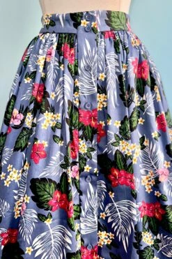 Tropical Oasis Button Front Full Skirt By Collectif -MODERN MILLIE Shop E107BA18 0697 410D 9FF4 7C4C3D024263