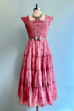 Pink Floral Embroidered Midi Dress -MODERN MILLIE Shop E43362E7 11C4 49C1 8850 7C71571B982A