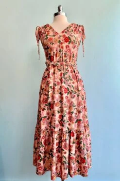 Rainbow Floral Midi Dress By Voodoo Vixen