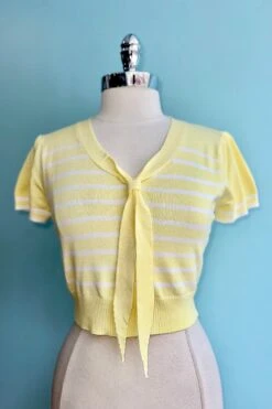 Yellow Short Short Sleeve Sailor Sweater By Banned