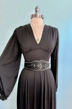 Solid Black Raquel Maxi Dress With Bishop Sleeves By Wax Poetic