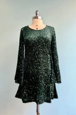 Green Sequin Bell Sleeve Mini Dress -MODERN MILLIE Shop E94FF78D 8DE1 41D7 81B2 045A0B9632F9