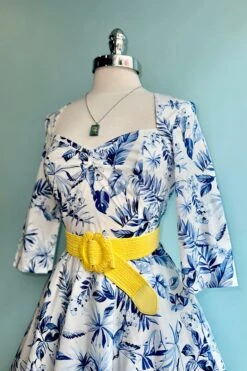 Adeline Blue And White Floral Dress By Hell Bunny -MODERN MILLIE Shop E9FB6727 2A38 4F0E 8C81 36D2B4CFF51F