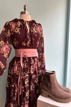Tie Front Floral Maxi Dress In Burgundy -MODERN MILLIE Shop EAC671BC 80DA 419F B4F6 DF7B5B33EBF0