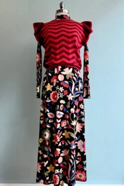 Black Floral Midi Knit Dress By Compania Fantastica -MODERN MILLIE Shop EAFDA57C 115B 4A5F AAF0 D0239E3CAEB4