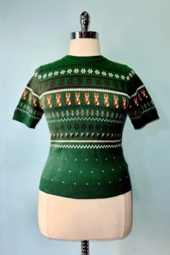 Green Vixey Fox Sweater By Hell Bunny