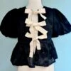 Bow Tie Floral Puff Sleeve Top In Black -MODERN MILLIE Shop EBBDE298 C9E1 4A15 96E3 213C4A08CDC5