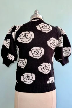 Black Floral Puff Sleeve Sweater -MODERN MILLIE Shop ECDF3099 1797 4707 921C 2596EB66F216