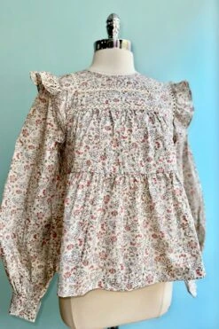 Cream Floral Ruffled Lace Trim Top -MODERN MILLIE Shop ED321363 2B5E 4669 B107 432D6AD3B2A8