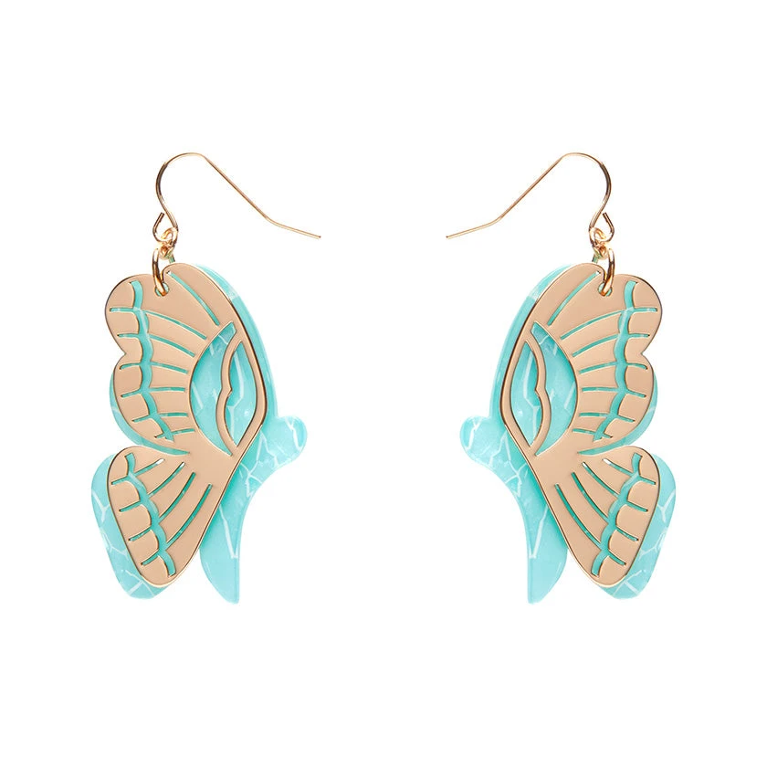Butterfly Drop Essential Earrings by Erstwilder Butterfly Drop Essential Earrings By Erstwilder -MODERN MILLIE Shop EEBC111ButterflyTexturedResinDropEarrings Mint 1