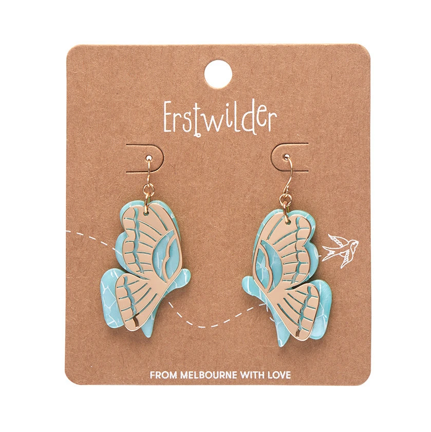 Butterfly Drop Essential Earrings by Erstwilder Butterfly Drop Essential Earrings By Erstwilder -MODERN MILLIE Shop EEBC111ButterflyTexturedResinDropEarrings Mint 2