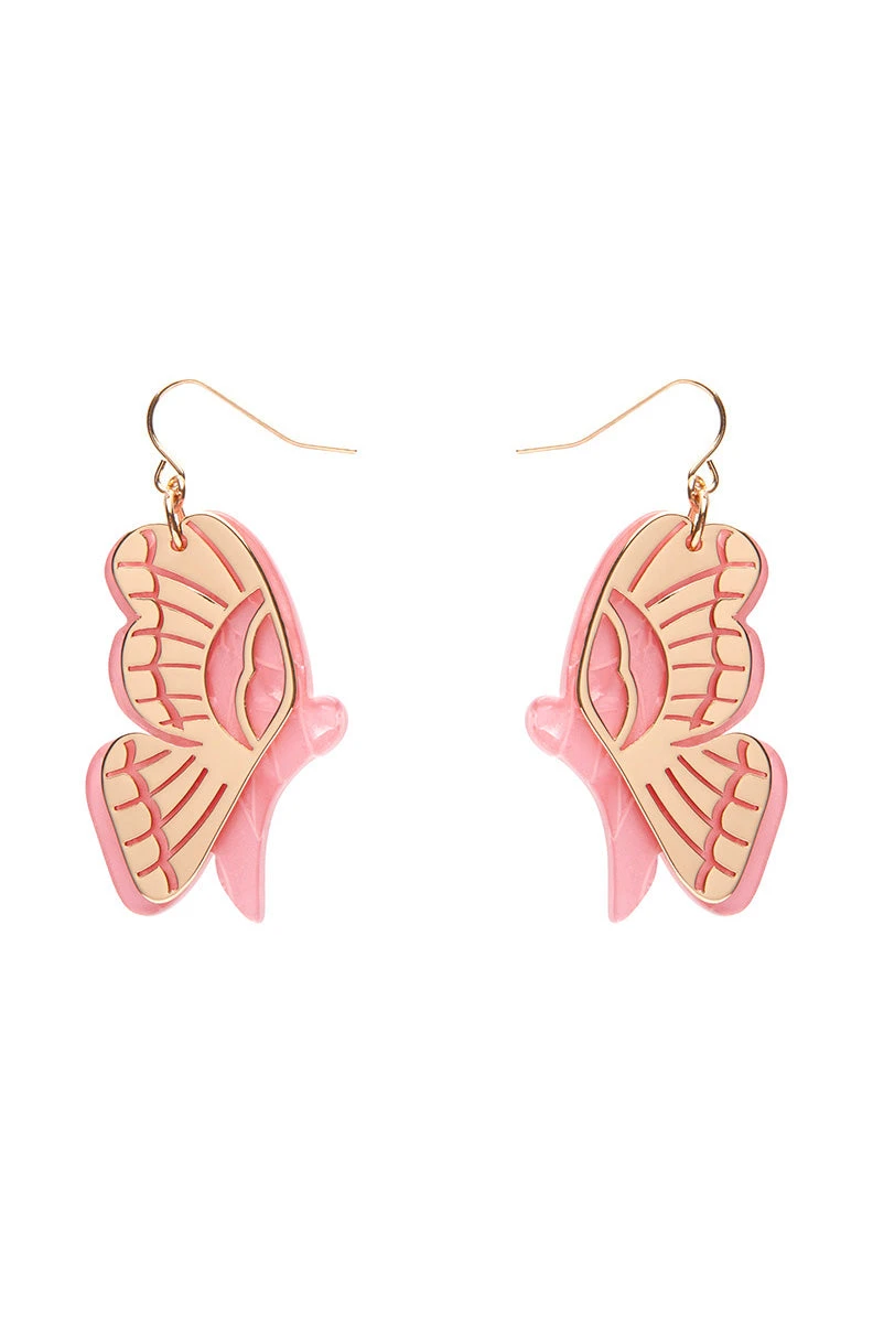 Butterfly Drop Essential Earrings by Erstwilder Butterfly Drop Essential Earrings By Erstwilder -MODERN MILLIE Shop EEBC112ButterflyTexturedResinDropEarrings Pink 1
