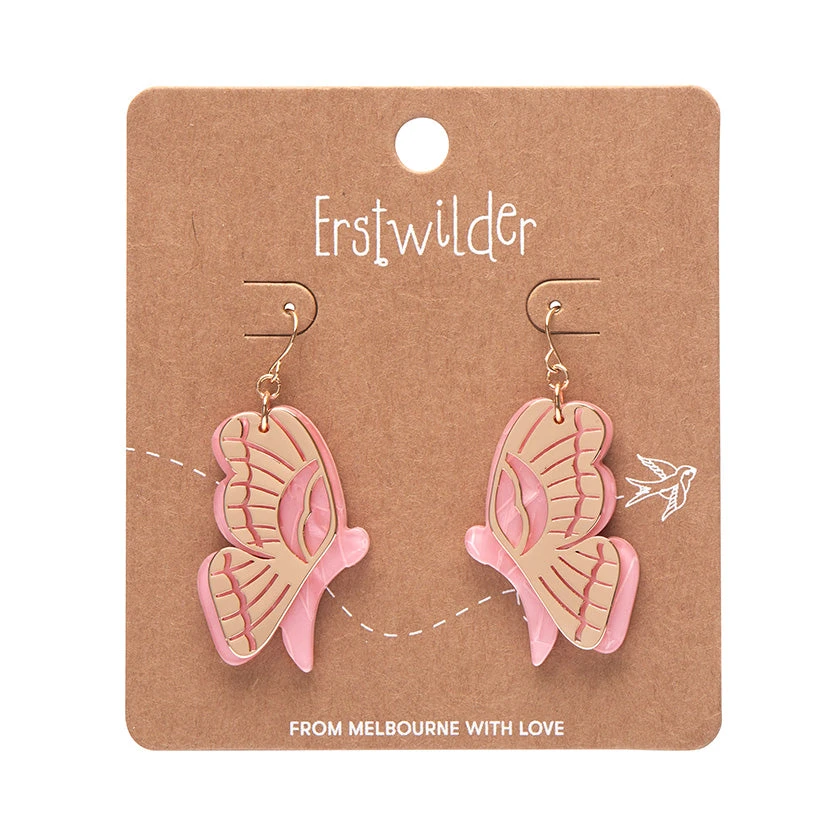 Butterfly Drop Essential Earrings by Erstwilder Butterfly Drop Essential Earrings By Erstwilder -MODERN MILLIE Shop EEBC112ButterflyTexturedResinDropEarrings Pink 2