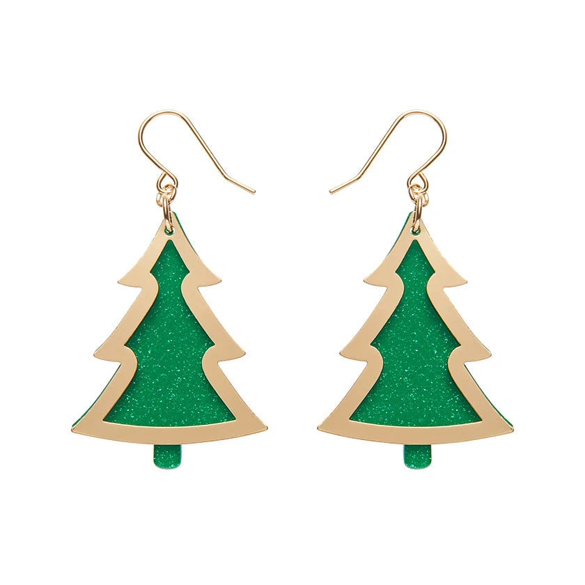 Christmas Tree Drop Essential Earrings by Erstwilder in Multiple Colors Christmas Tree Drop Essential Earrings By Erstwilder In Multiple Colors -MODERN MILLIE Shop EEBQ103GreenChristmasTreeDropEarrings Gold 1