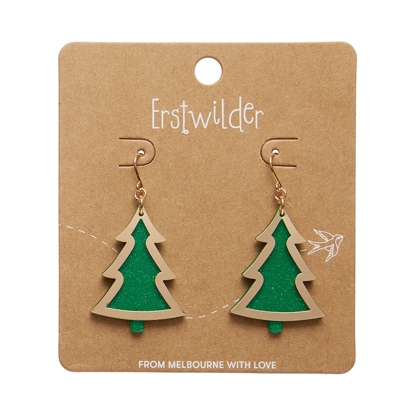 Christmas Tree Drop Essential Earrings by Erstwilder in Multiple Colors Christmas Tree Drop Essential Earrings By Erstwilder In Multiple Colors -MODERN MILLIE Shop EEBQ103GreenChristmasTreeDropEarrings Gold 2