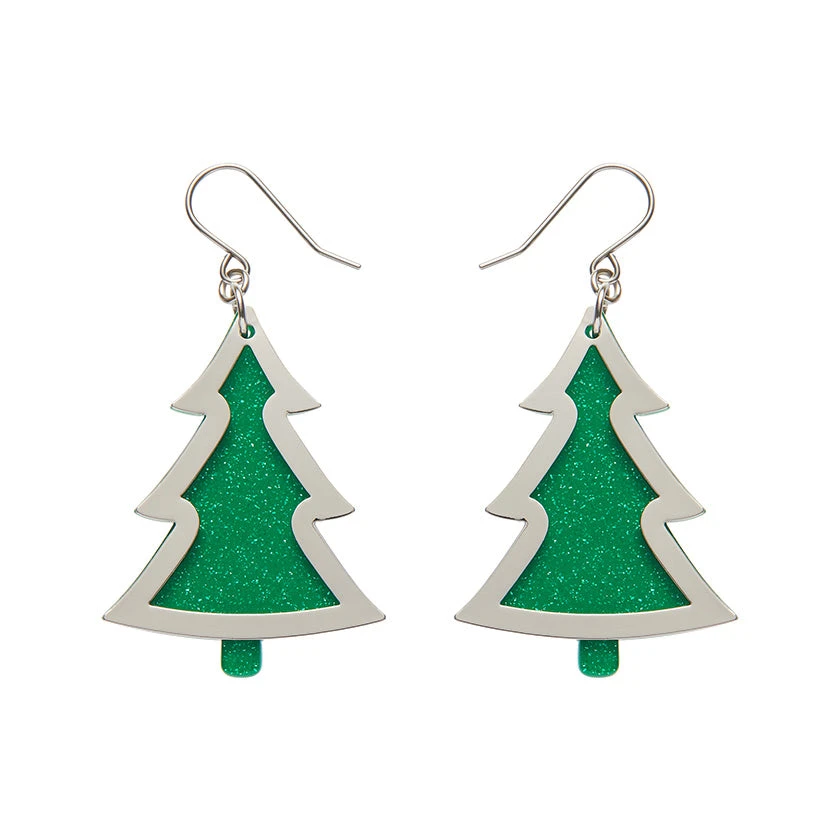 Christmas Tree Drop Essential Earrings by Erstwilder in Multiple Colors Christmas Tree Drop Essential Earrings By Erstwilder In Multiple Colors -MODERN MILLIE Shop EEBQ104GreenChristmasTreeDropEarrings Silver 1