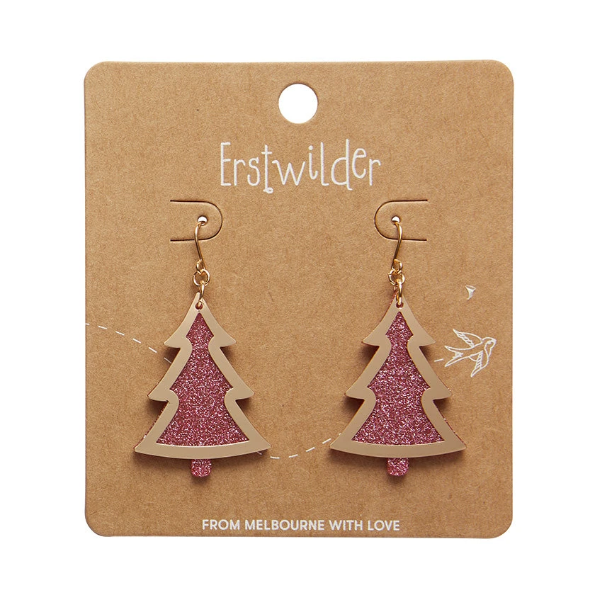 Christmas Tree Drop Essential Earrings by Erstwilder in Multiple Colors Christmas Tree Drop Essential Earrings By Erstwilder In Multiple Colors -MODERN MILLIE Shop EEBQ105PinkChristmasTreeDropEarrings Gold 2