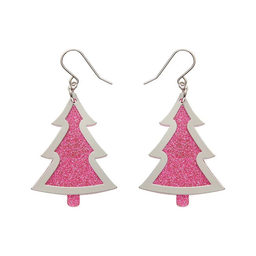 Christmas Tree Drop Essential Earrings by Erstwilder in Multiple Colors Christmas Tree Drop Essential Earrings By Erstwilder In Multiple Colors -MODERN MILLIE Shop EEBQ106PinkChristmasTreeDropEarrings Silver 1