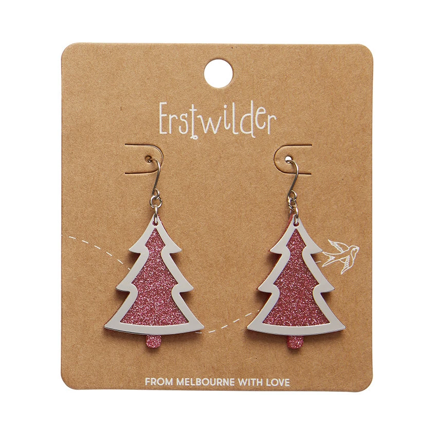 Christmas Tree Drop Essential Earrings by Erstwilder in Multiple Colors Christmas Tree Drop Essential Earrings By Erstwilder In Multiple Colors -MODERN MILLIE Shop EEBQ106PinkChristmasTreeDropEarrings Silver 2