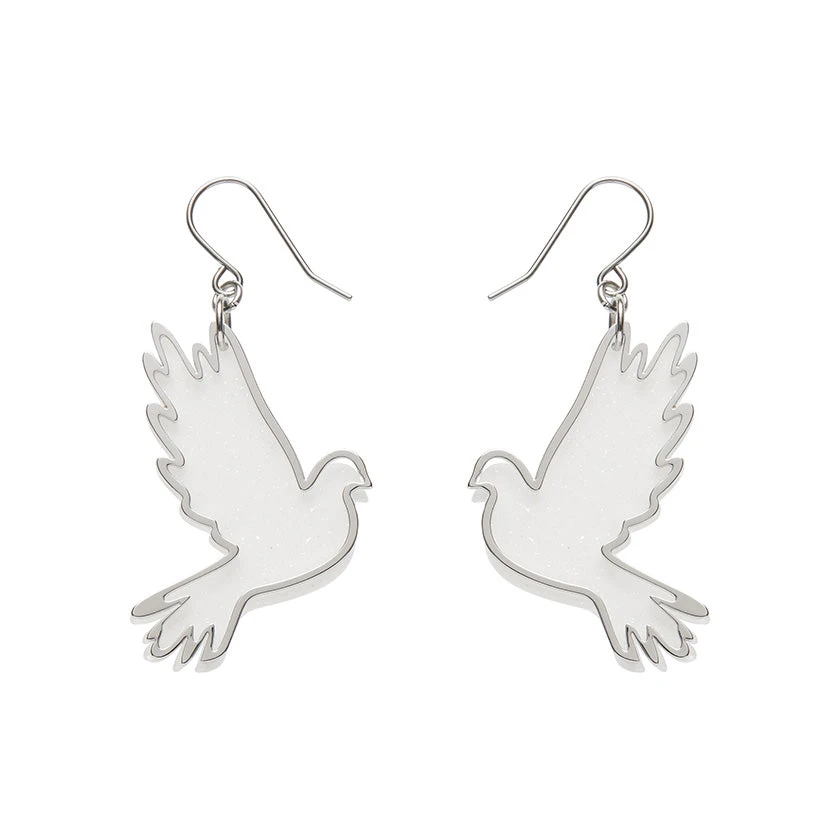 White Dove Drop Essential Earrings by Erstwilder White Dove Drop Essential Earrings By Erstwilder -MODERN MILLIE Shop EEBQ115WhiteDoveDropEarrings Silver 1