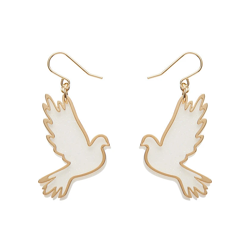 White Dove Drop Essential Earrings by Erstwilder White Dove Drop Essential Earrings By Erstwilder -MODERN MILLIE Shop EEBQ116WhiteDoveDropEarrings Gold 1