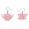 Tea Set Drop Earrings By Erstwilder In Multiple Colors -MODERN MILLIE Shop EECP101 Tea Set Drop Earrings Pink 1