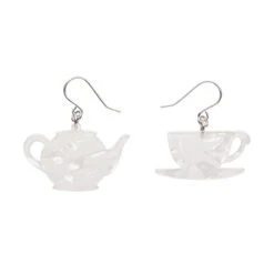 Tea Set Drop Earrings By Erstwilder In Multiple Colors -MODERN MILLIE Shop EECP102TeaSetDropEarrings White 1