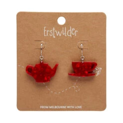 Tea Set Drop Earrings By Erstwilder In Multiple Colors -MODERN MILLIE Shop EECP103TeaSetDropEarrings Red 2
