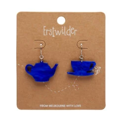Tea Set Drop Earrings By Erstwilder In Multiple Colors -MODERN MILLIE Shop EECP104TeaSetDropEarrings Blue 2