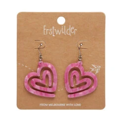 Heart Maze Drop Earrings By Erstwilder In Multiple Colors -MODERN MILLIE Shop EECS104HeartMazeRippleDropEarrings Pink 2
